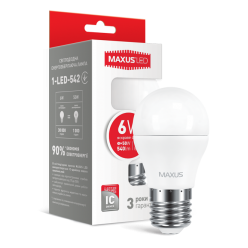 LED лампа MAXUS G45 6W яркий свет E27 (1-LED-542)